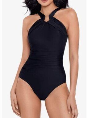 Miraclesuit Womens Black Aphrodite One-Piece Swimsuit Size 6